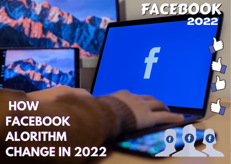 "How Facebook algorithm change" title graphic with the Facebook logo on a tablet