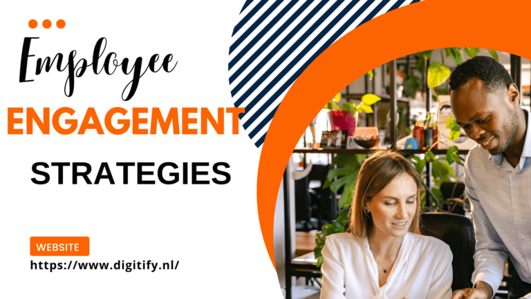 "Employee engagement strategies" title graphic with people at work