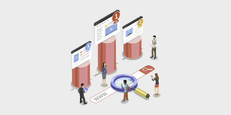 Illustration of people working with charts and a magnifying glass