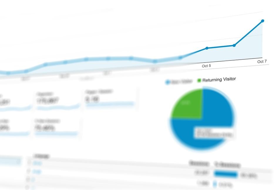Digital dashboard displaying website traffic metrics and performance graphs